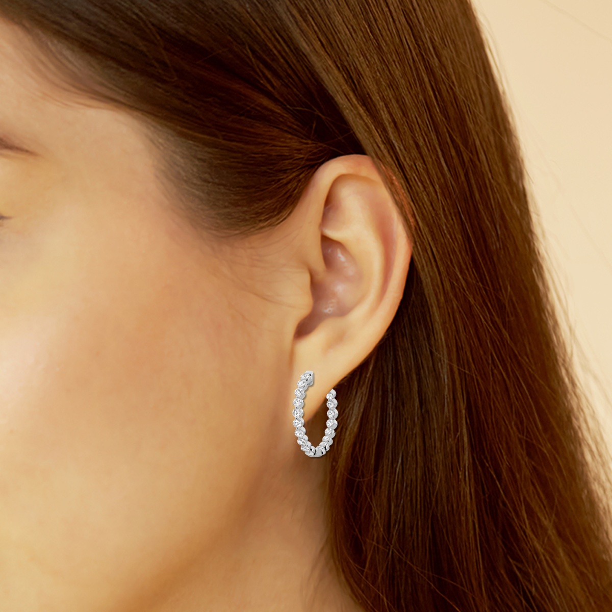 Natural Diamond | 1 ctw Round Inside-Out Floating Hoop Earrings